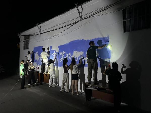 夏夜笔织千重景，繁星汗作色彩画——青岛农业大学“烛梦园光”实践团赴鱼台创作乡韵墙绘